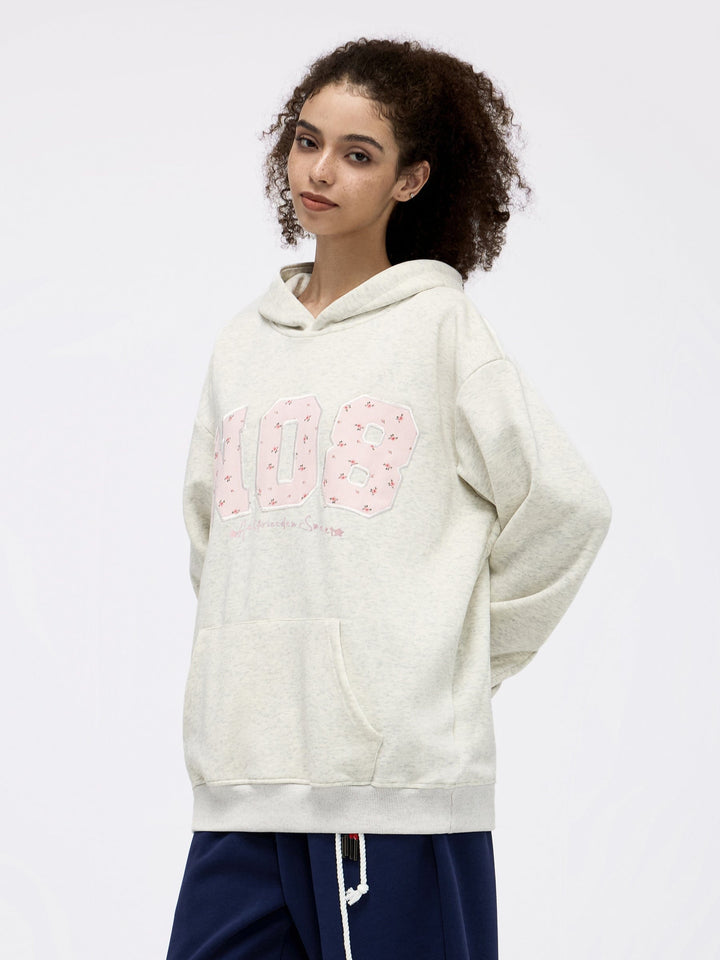 Floral Applique Number Hoodie