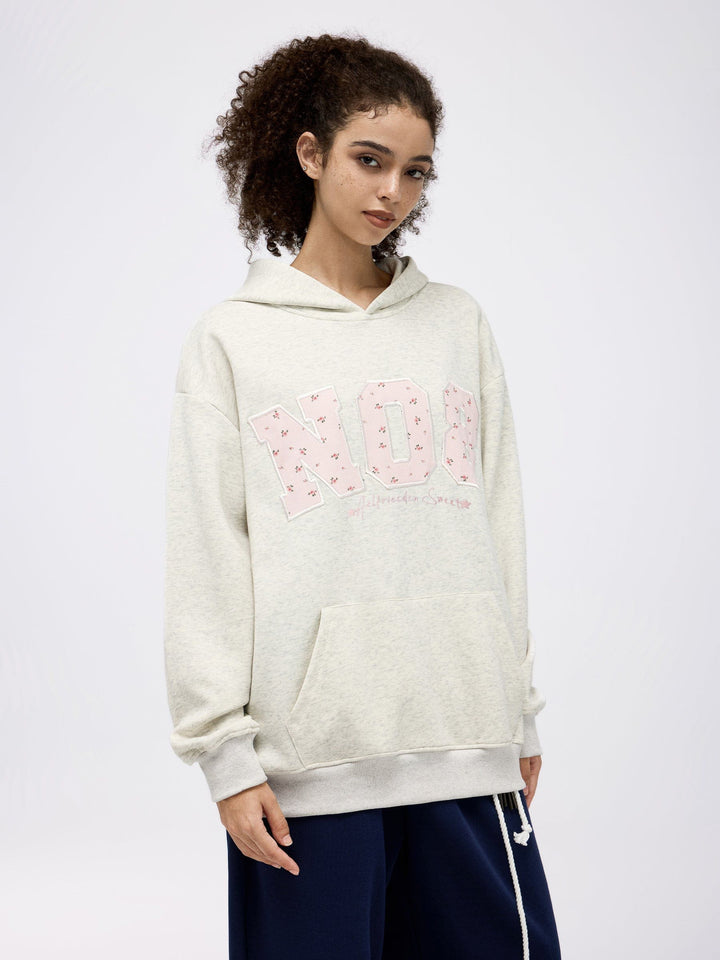 Floral Applique Number Hoodie