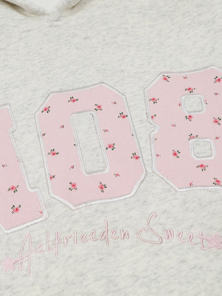 Floral Applique Number Hoodie