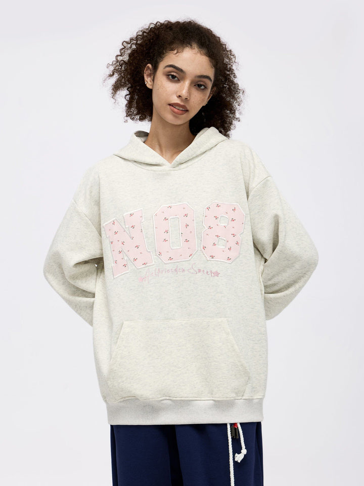 Floral Applique Number Hoodie