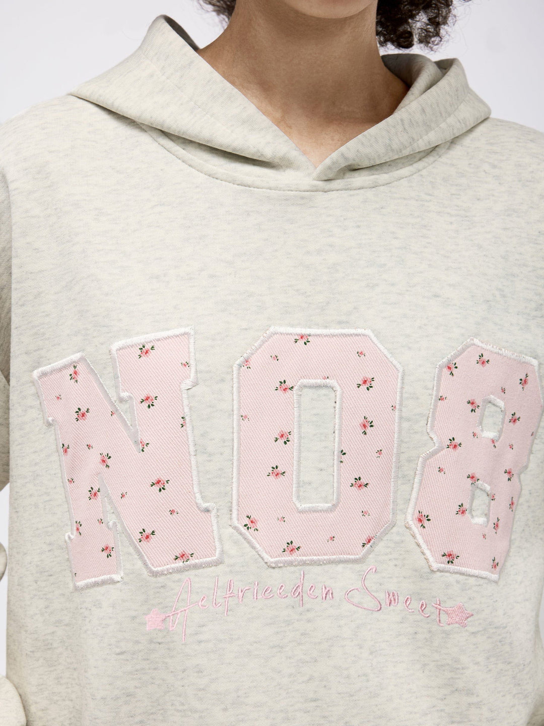 Floral Applique Number Hoodie