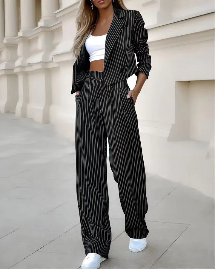 TailoredStripe Suit Set