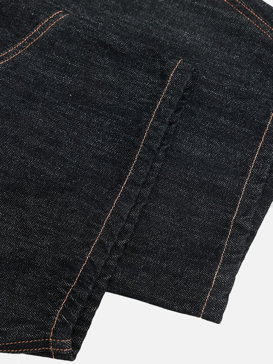 Plaid Detail Wide Jeans